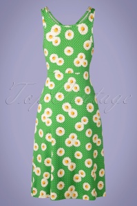 LaLamour - 70s Flared Daisy Dress in Green 5