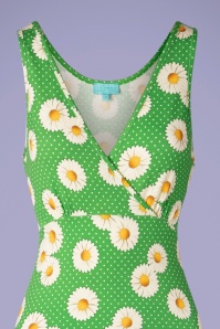 LaLamour - Flared Daisy jurk in groen 3