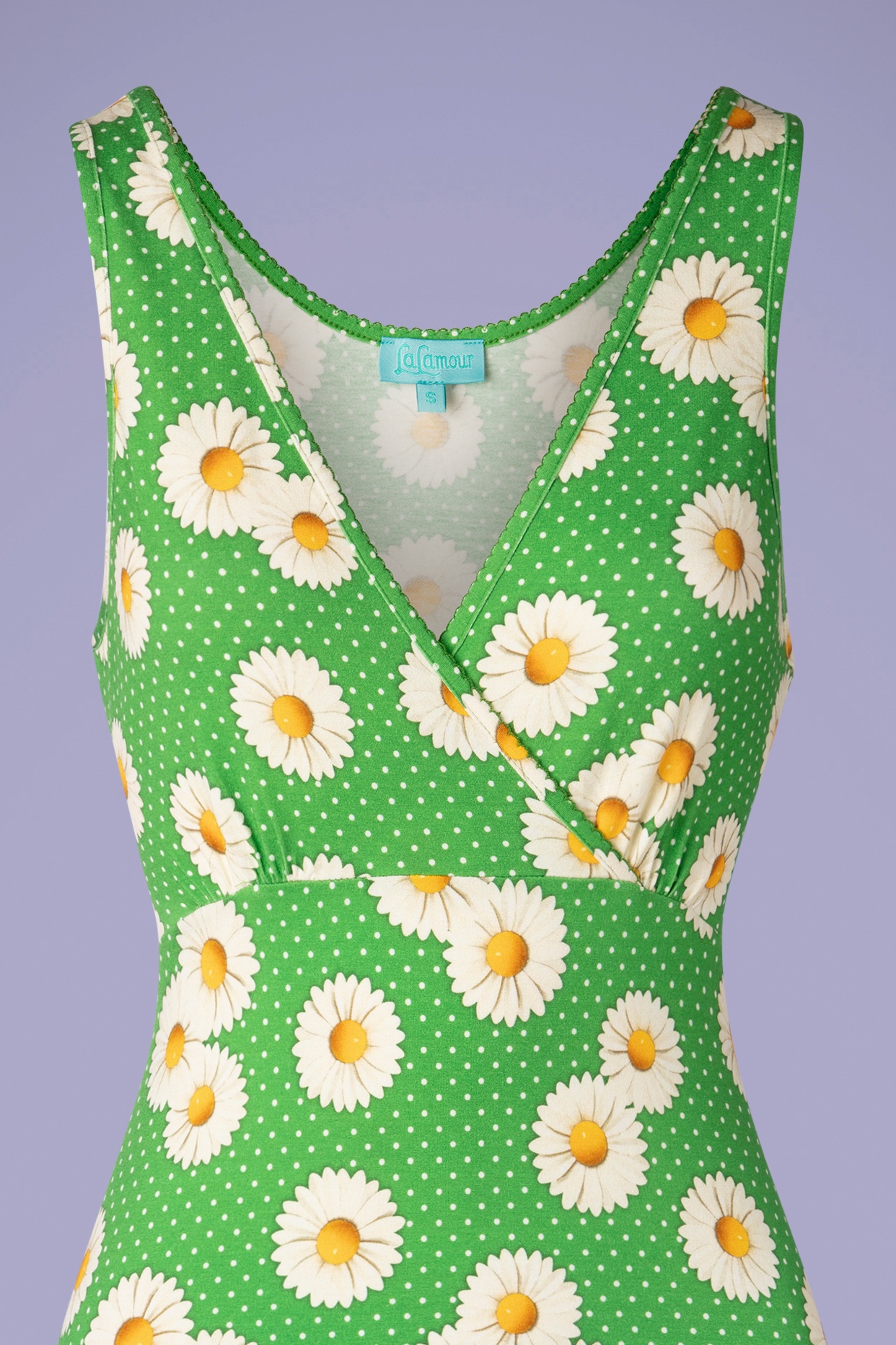 LaLamour - Flared Daisy jurk in groen 3