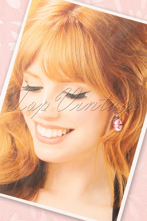 Sweet Cherry - 50s Audrey Portrait Drop Earrings in Pink 2