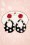 50s Polkadot Rose Drop Earrings in Black