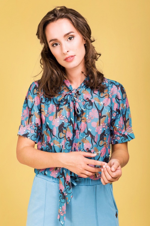 4FunkyFlavours - 60s Don't Turn Your Back On Me Blouse in Blue 2
