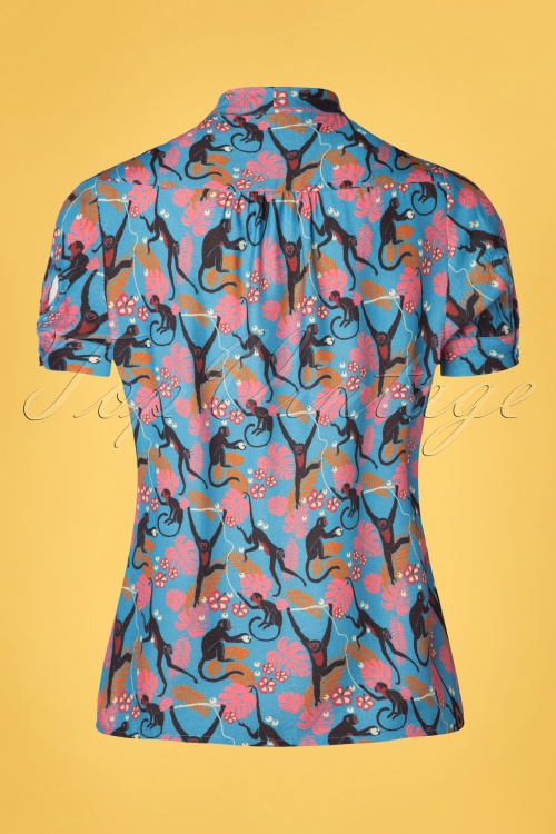 4FunkyFlavours - 60s Don't Turn Your Back On Me Blouse in Blue 4