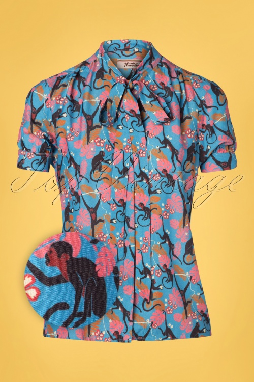 4FunkyFlavours - 60s Don't Turn Your Back On Me Blouse in Blue