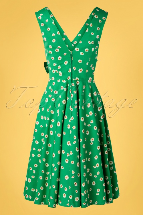 Timeless - TopVintage exclusive ~50s Ashley Floral Swing Dress in Green 3