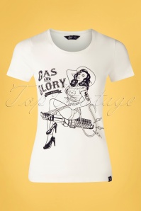 Queen Kerosin - 50s Gas And Glory T-Shirt in Off White