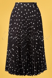 Closet London - 50s Aubrey Polkadot Pleated Skirt in Black 4