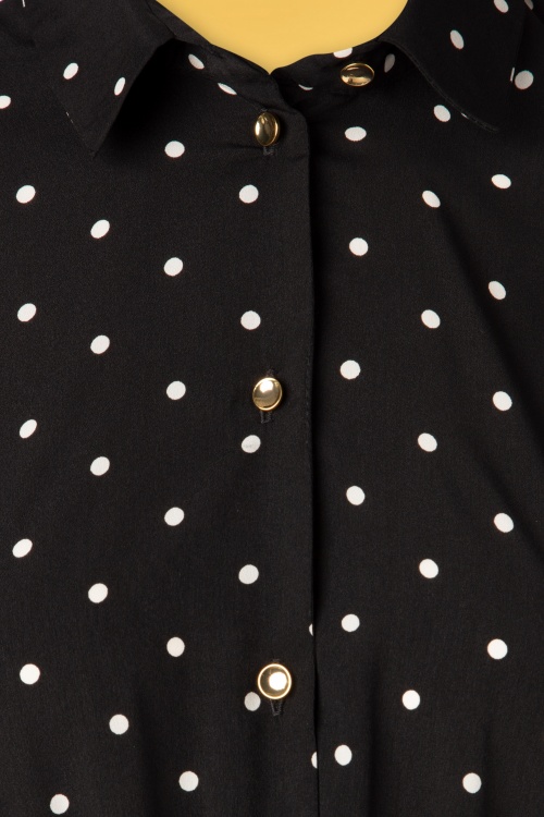 Closet London - Penelope Polkadot Pleated Shirt Dress Années 50 en Noir 5