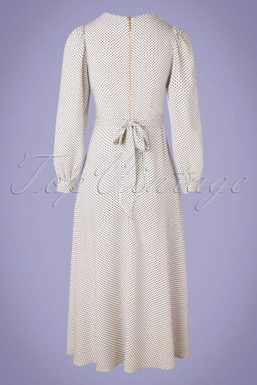 Closet London - 60s Vivi Polkadot Maxi Dress in Ivory 3