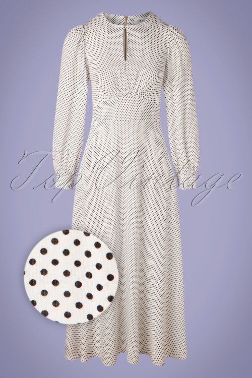 Closet London - 60s Vivi Polkadot Maxi Dress in Ivory 2