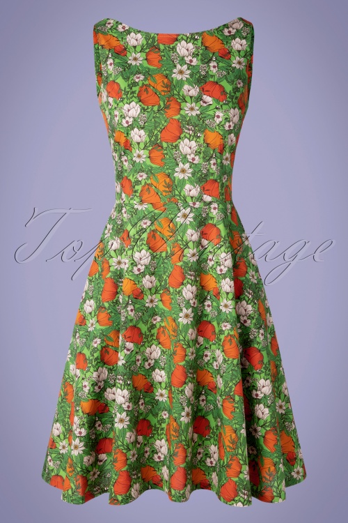 Cissi och Selma - 60s Saga Vallmo Dress in Green and Orange 2