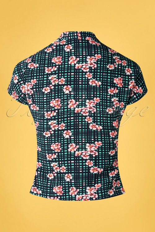 Miss Candyfloss - TopVintage Exclusive ~ 50s Bóglarka Floral Top in Mint and Black 2