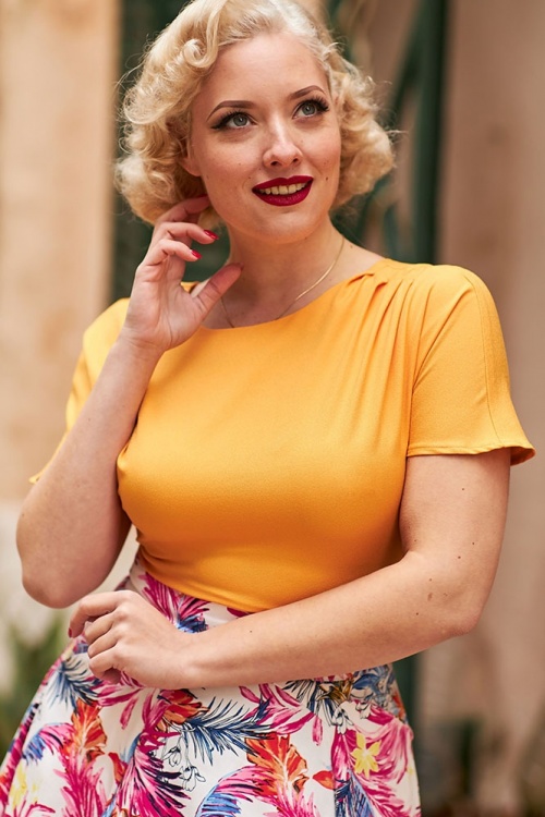 Miss Candyfloss - 50s Merle Top in Honey 