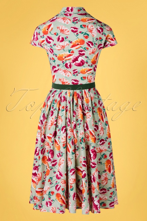 Miss Candyfloss - Acilia Swing-Kleid in mintgrünem Blumenmuster 6