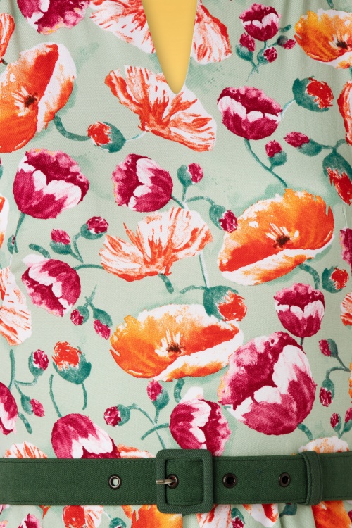 Miss Candyfloss - Acilia Swing-Kleid in mintgrünem Blumenmuster 5
