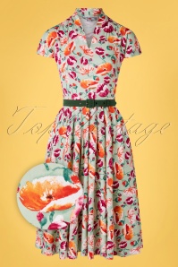 Miss Candyfloss - Acilia Swing-Kleid in mintgrünem Blumenmuster 3