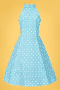 Hearts & Roses - 50s Dotty Polkadot Swing Dress in Light Blue 4