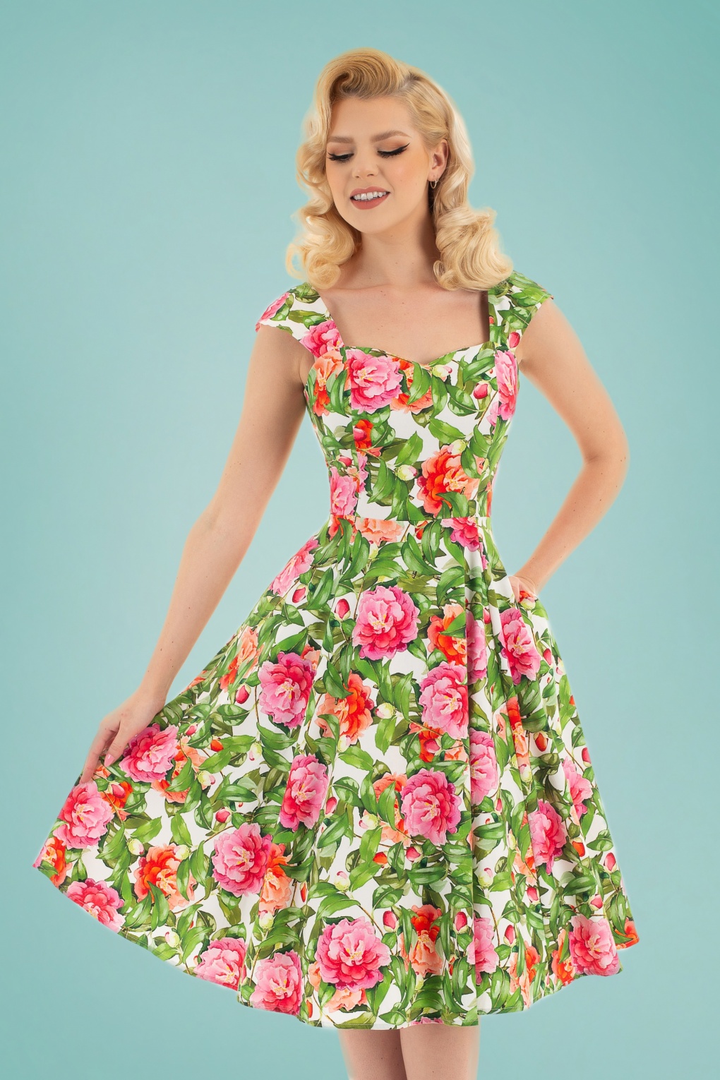 green pink combination dress