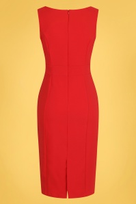 Hearts & Roses - 50s Aretha Wiggle Dress in Lipstick Red 5