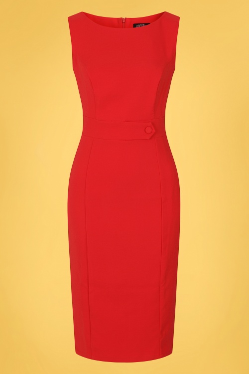 Hearts & Roses - 50s Aretha Wiggle Dress in Lipstick Red