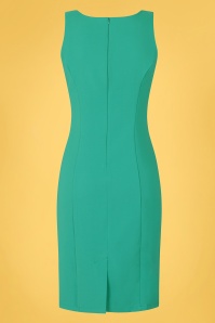 Hearts & Roses - 50s Diana Wiggle Dress in Turquoise 5