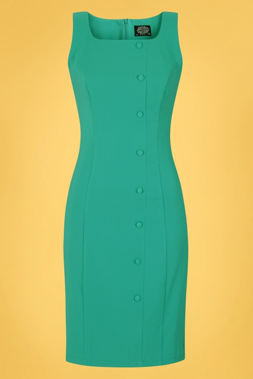 Hearts & Roses - 50s Diana Wiggle Dress in Turquoise