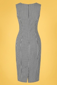 Hearts & Roses - 50s Gabrielle Gingham Wiggle Dress in Black and White 5