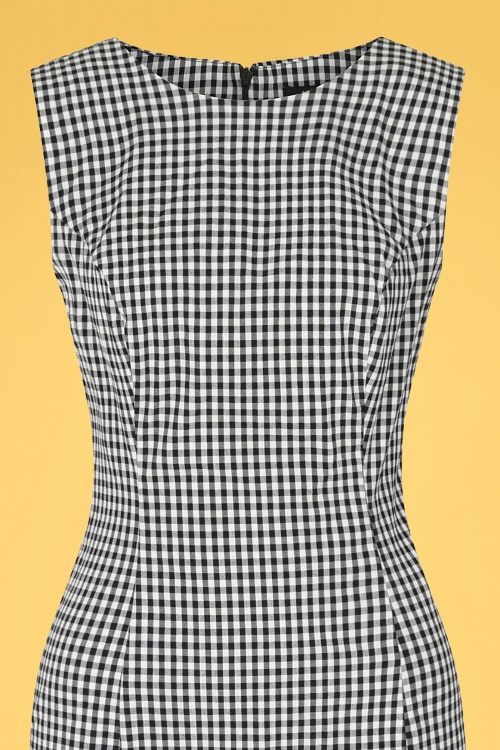 Hearts & Roses - 50s Gabrielle Gingham Wiggle Dress in Black and White 3