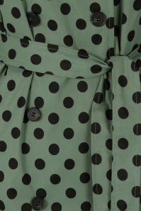 Hearts & Roses - 50s Nancy Polkadot Trench Coat in Green 4