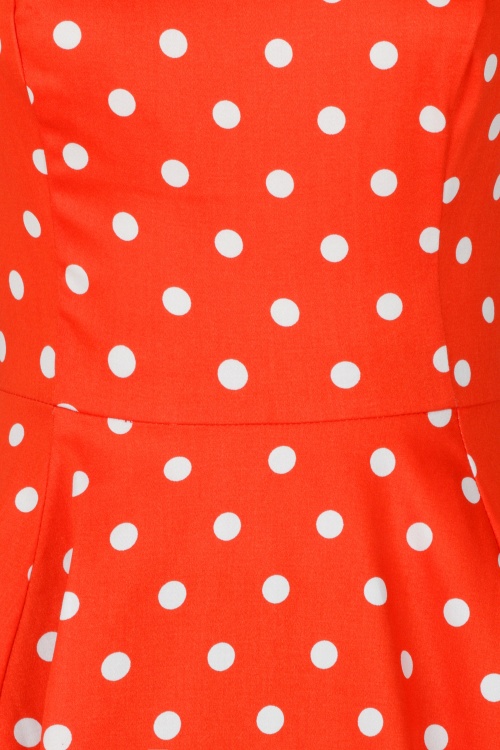 Hearts & Roses - 50s Sandy Polkadot Swing Dress in Red 4