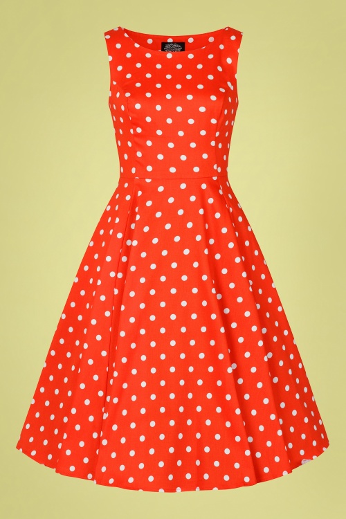 Hearts & Roses - 50s Sandy Polkadot Swing Dress in Red 2
