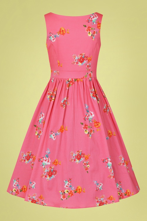 Hearts & Roses - 50s Polly Floral Swing Dress in Pink 5