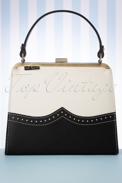 Lola Ramona - 50s Inez Handbag in Black and White 6