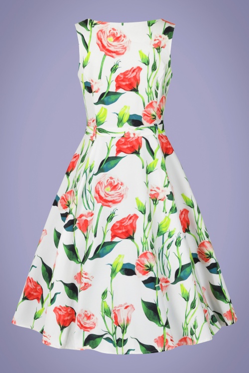 Hearts & Roses - 50s Edina Rose Swing Dress in Ivory 4