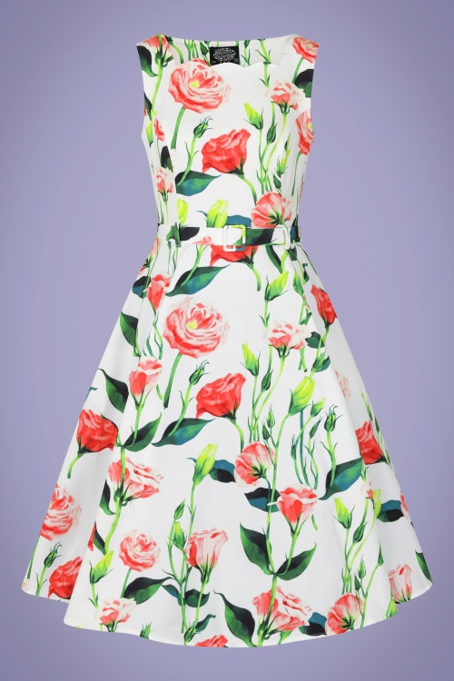 Hearts & Roses - 50s Edina Rose Swing Dress in Ivory