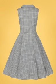 Hearts & Roses - 50s Christine Check Swing Dress in Grey 5