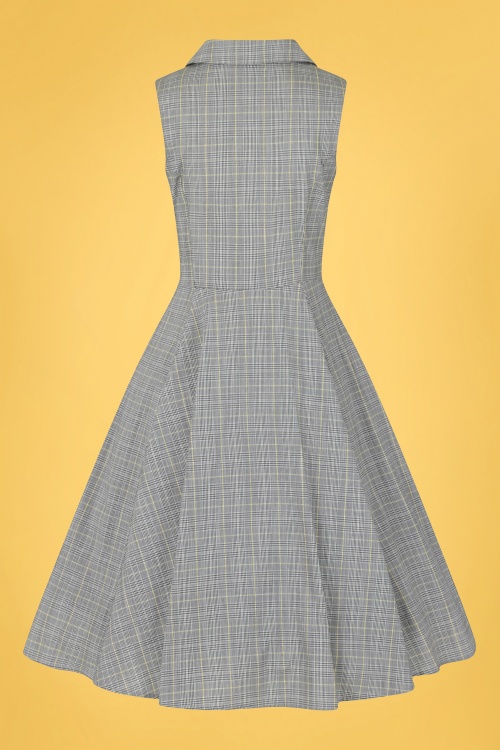 Hearts & Roses - 50s Christine Check Swing Dress in Grey 5