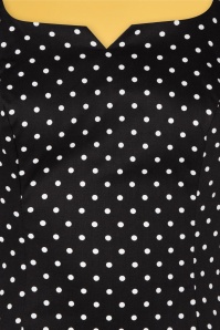 Hearts & Roses - TopVintage exclusive ~ 50s Pollie Polkadot Wiggle Dress in Black 4