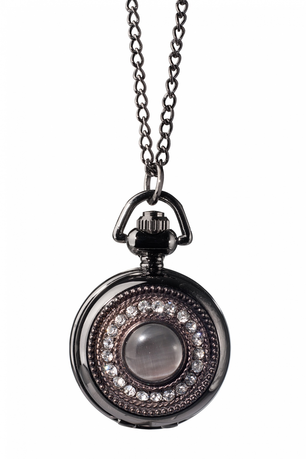 Strass Noir pocket necklace watch black