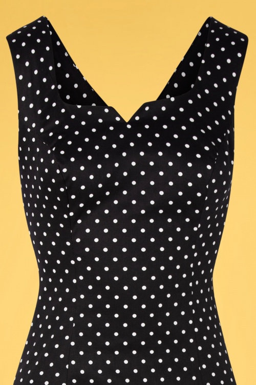 Hearts & Roses - TopVintage exclusive ~ 50s Pollie Polkadot Wiggle Dress in Black 3