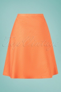 Very Cherry - 60s Button A-Line Denim Dots Skirt in Orange 3