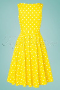 Hearts & Roses - 50s Cindy Polkadot Swing Dress in Yellow 5