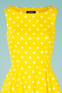 Hearts & Roses - 50s Cindy Polkadot Swing Dress in Yellow 4