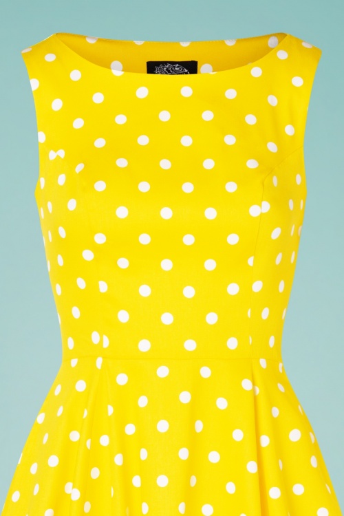 Hearts & Roses - 50s Cindy Polkadot Swing Dress in Yellow 4