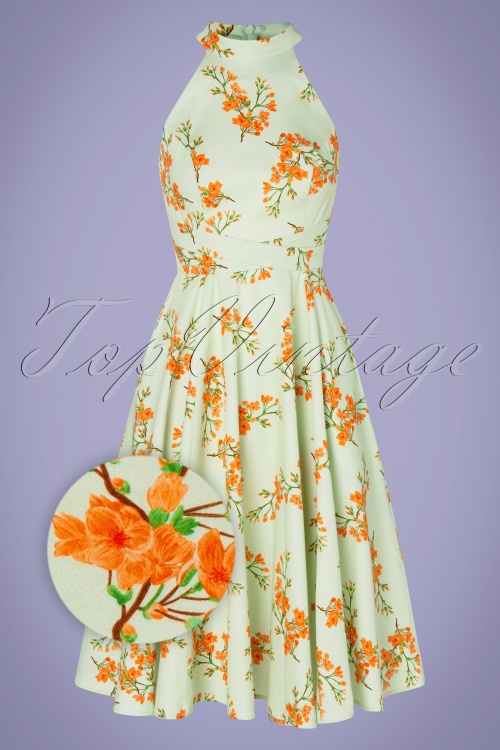 Hearts & Roses - TopVintage exclusive ~ Larissa Floral Swing Dress Années 50 en Menthe 2