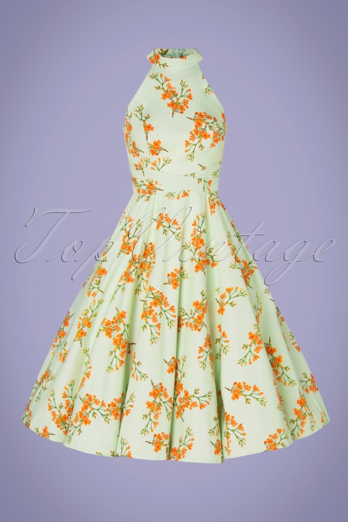Hearts & Roses - TopVintage exclusive ~ 50s Larissa Floral Swing Dress in Mint 3