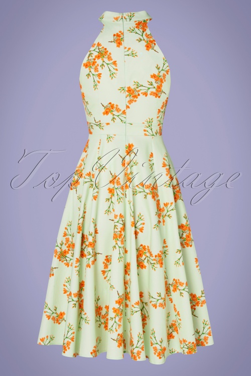 Hearts & Roses - TopVintage exclusive ~ 50s Larissa Floral Swing Dress in Mint 6