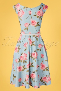 Vintage Chic for Topvintage - Merle Floral Dots Swing Dress Années 50 en Bleu Pastel 5