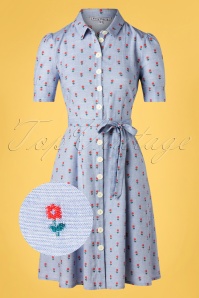 Very Cherry - Jane Button-Down-Kleid in Principessa Hellblau