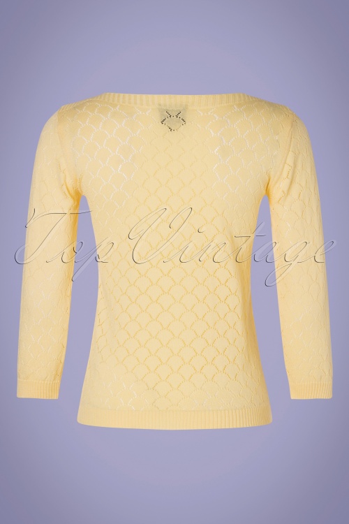 Mademoiselle YéYé - 60s Staying Up Knit Jumper in Pastel Yellow 2